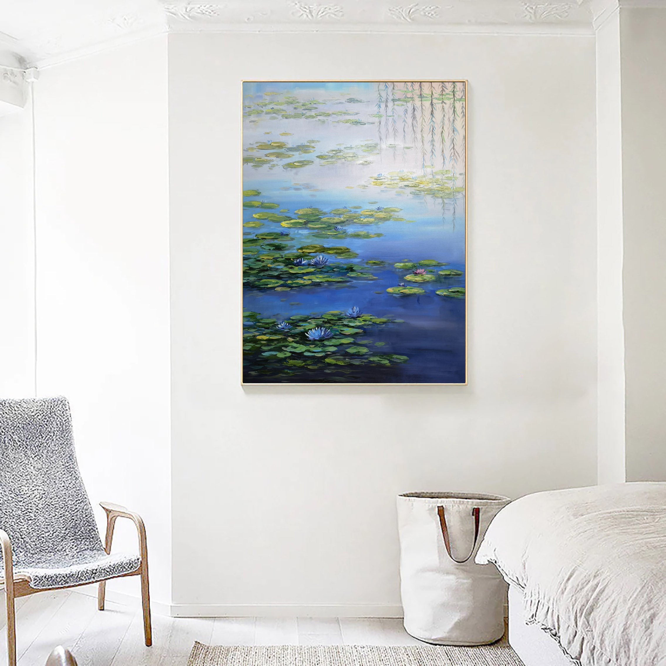 Water Lilies in Bloom Inspired by Monet, Impressionism Canvas #BGA 060