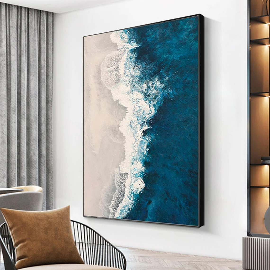 Blue Ocean Waves and Beach Wall Art #BGA 032