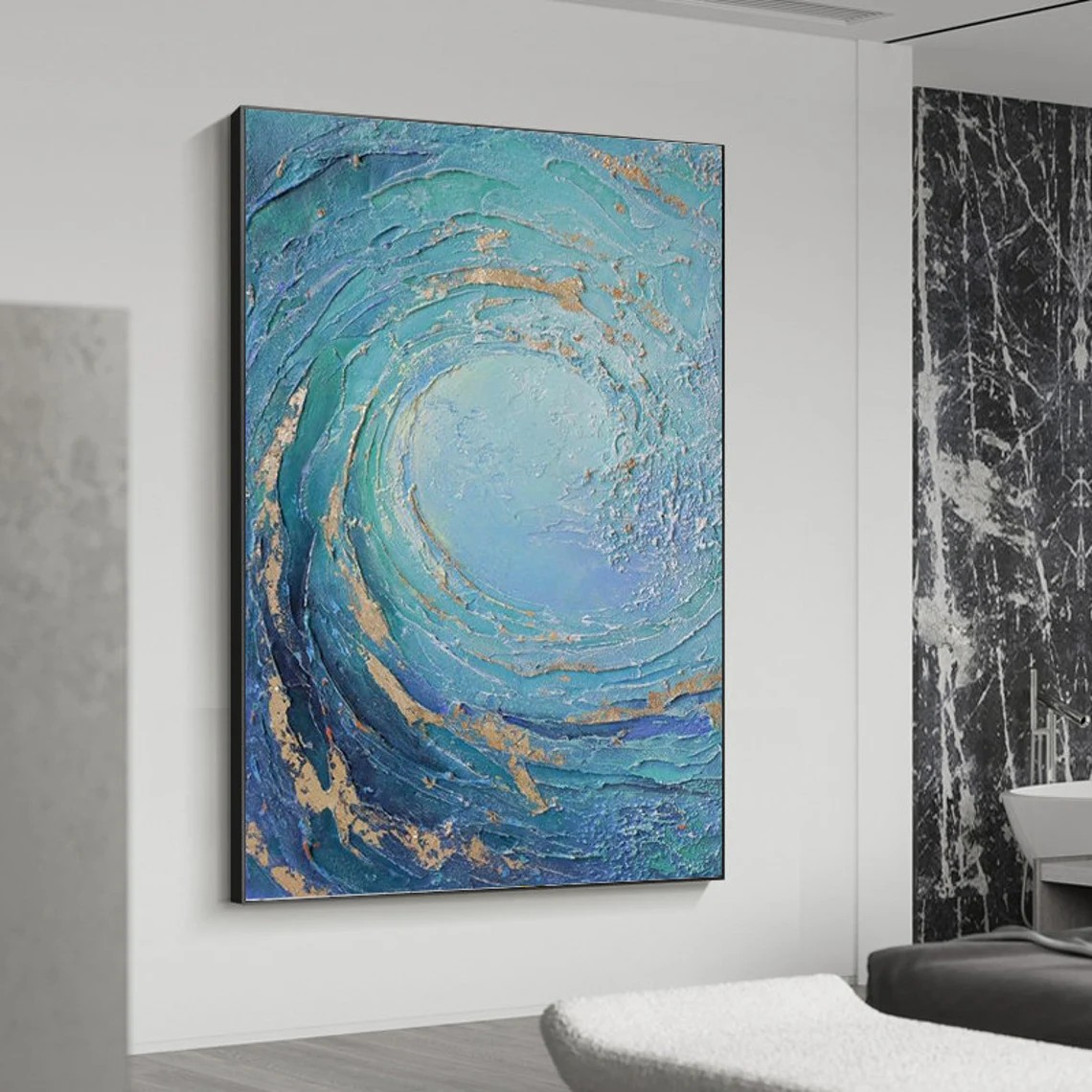 Blue Ocean Wave Abstract Wall Art #BGA 035