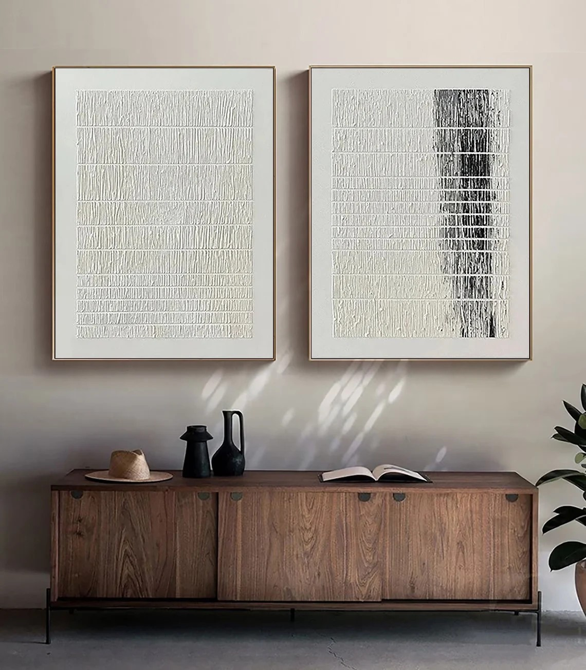 Minimalist Stripe Textured Wall Art Set #BGA 040