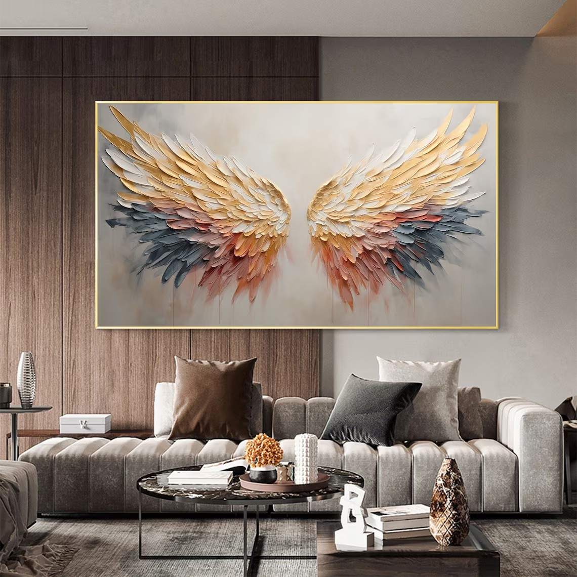 Gradient Angel Wings Textured Wall Art for Modern Interiors #BGA 042