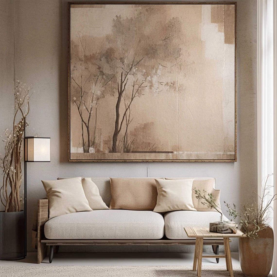 Elegant Light Brown Tree Abstract Art #WSA 004