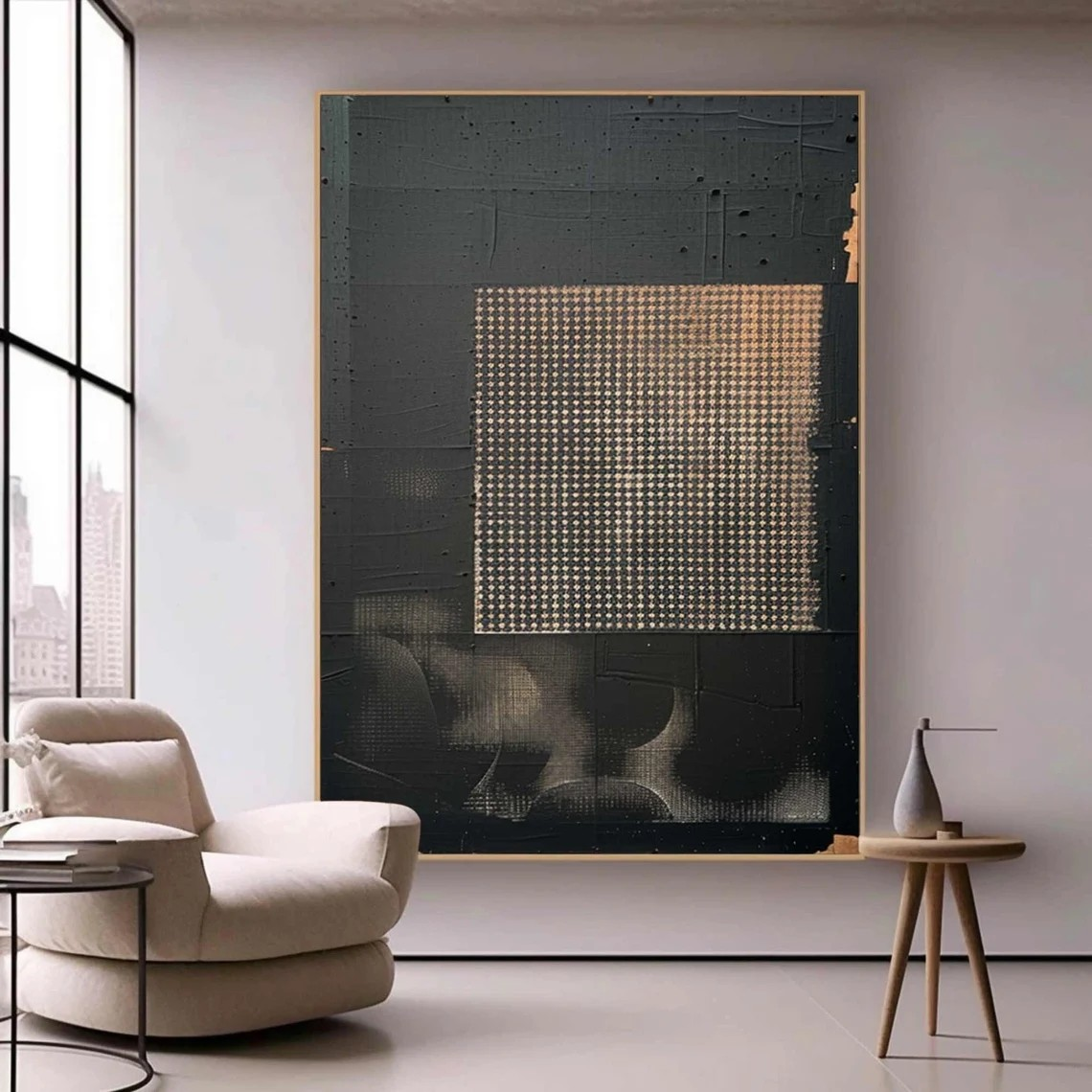 Black Geometric Pattern Wall Art #WSA 003