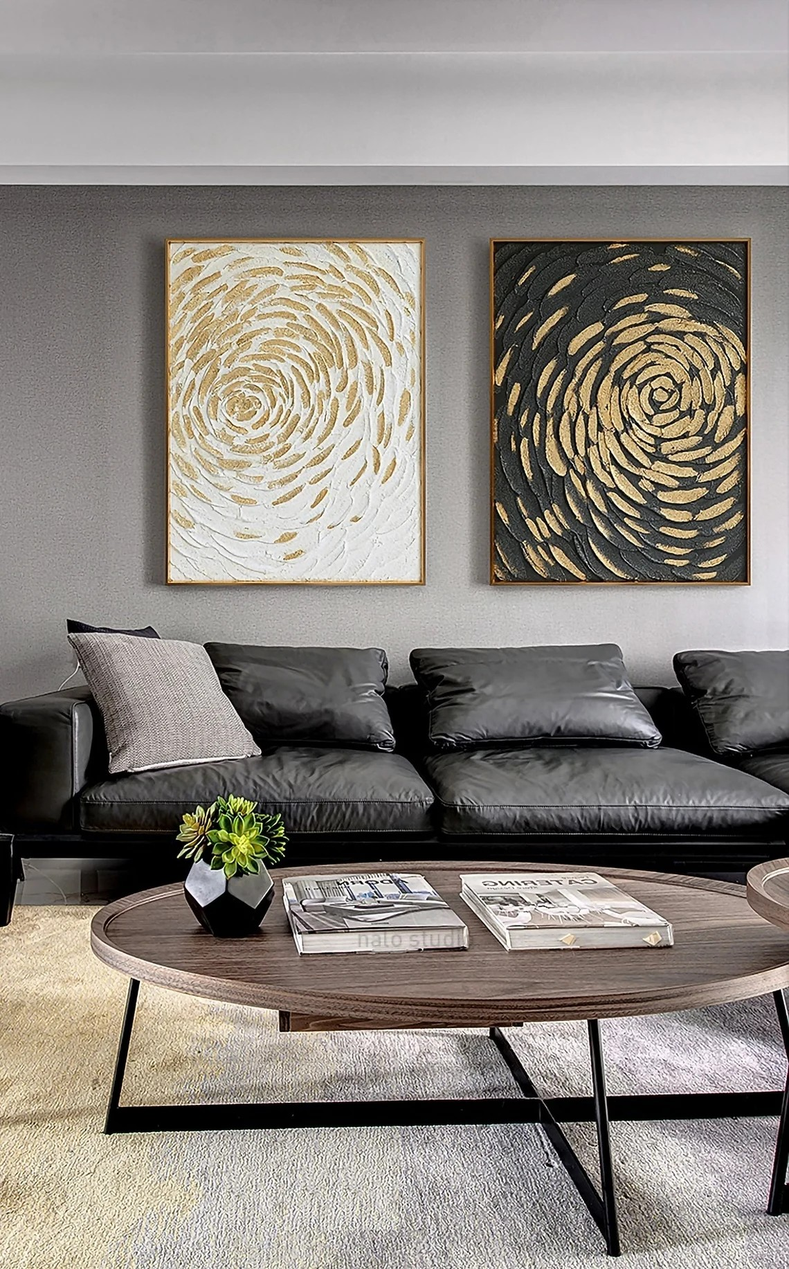 Abstract Spiral Gold and Black Wall Art #BGA 037