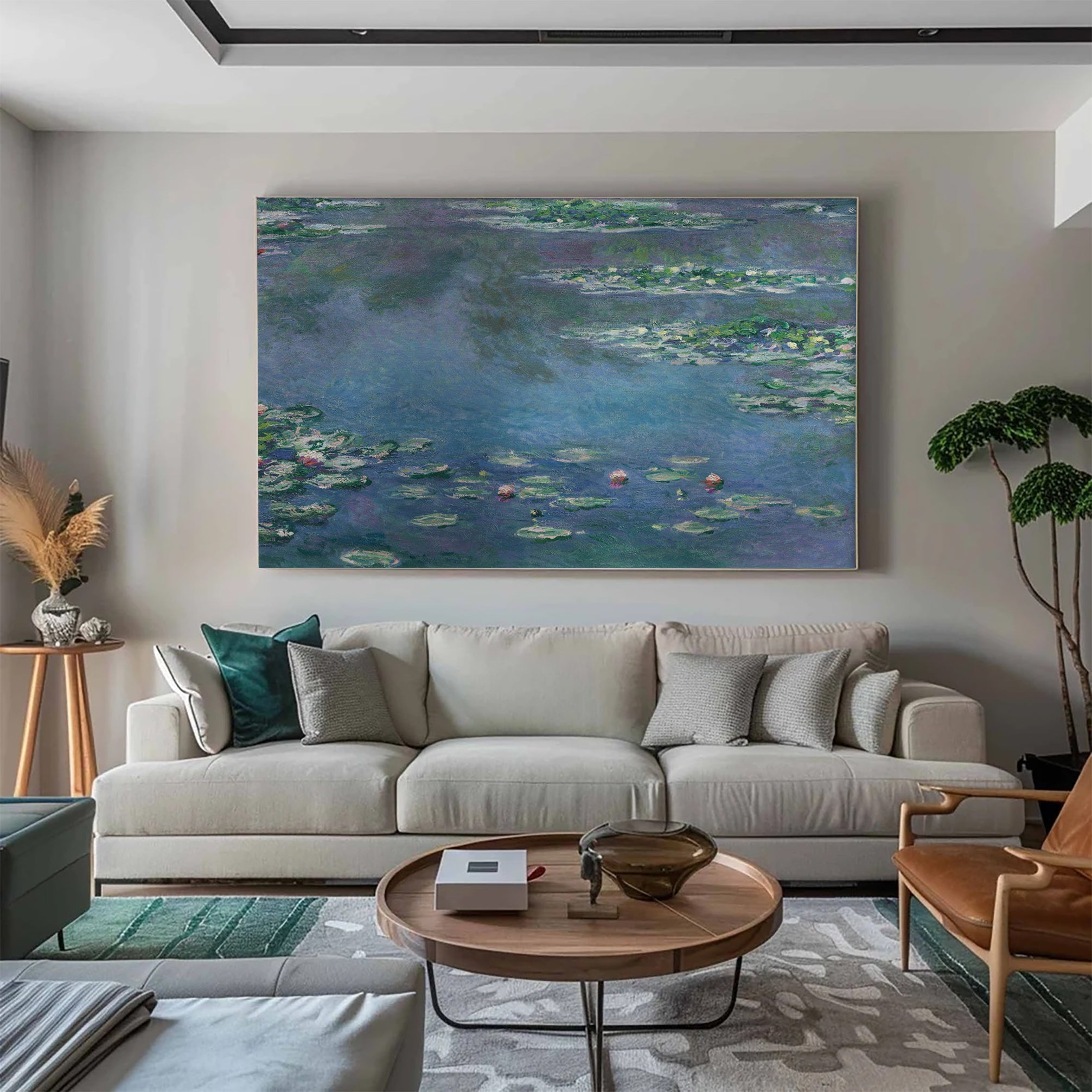 Water Lily Pond At Dusk, Impressionistic Wall Art #BGA 072