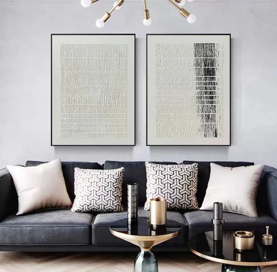 Minimalist Stripe Textured Wall Art Set #BGA 040