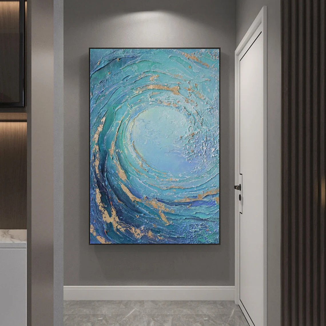 Blue Ocean Wave Abstract Wall Art #BGA 035