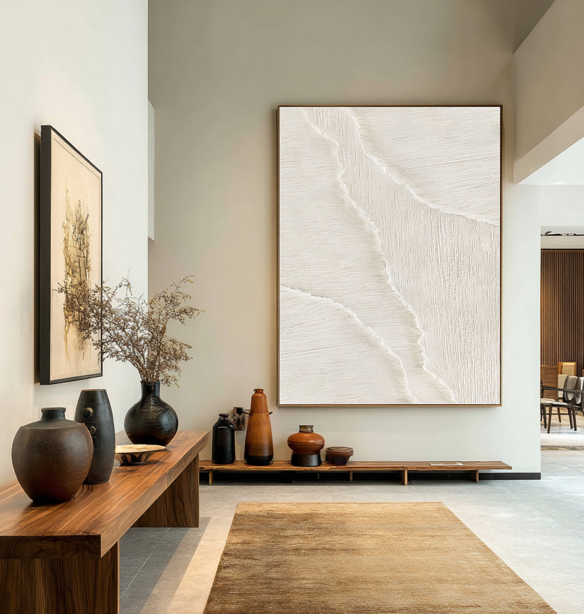 Contemporary Textured Abstract | Off-White Vertical Art #WG 068
