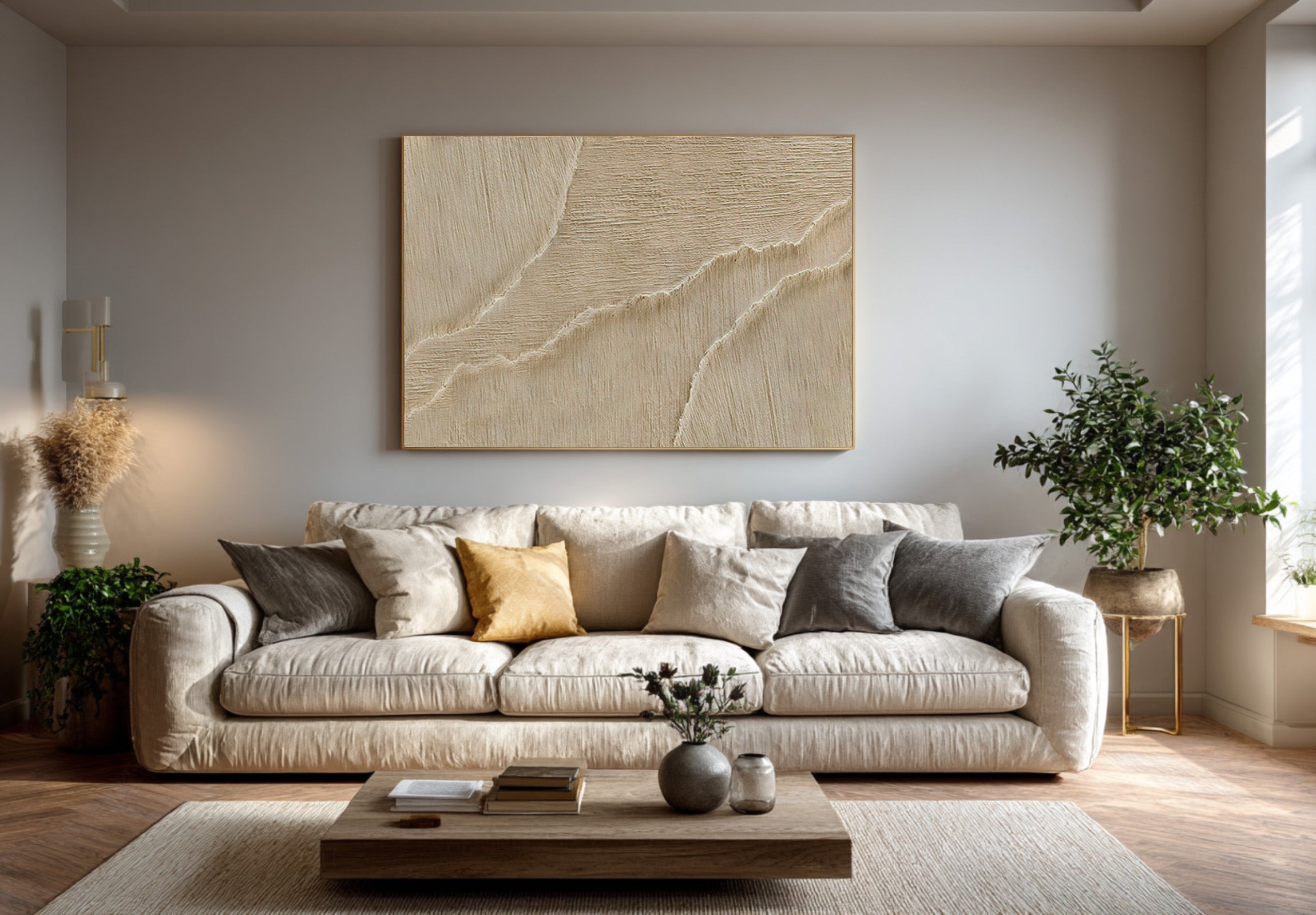 Aesthetic Beige Abstract Canvas | Hand-Painted Texture #WG 066
