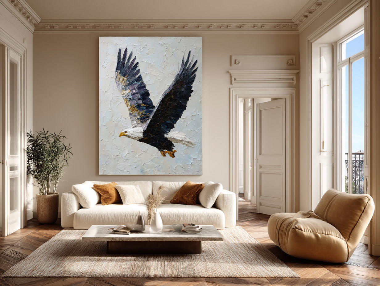 Textured Relief Art Eagle in Flight Statement Piece #WG 050