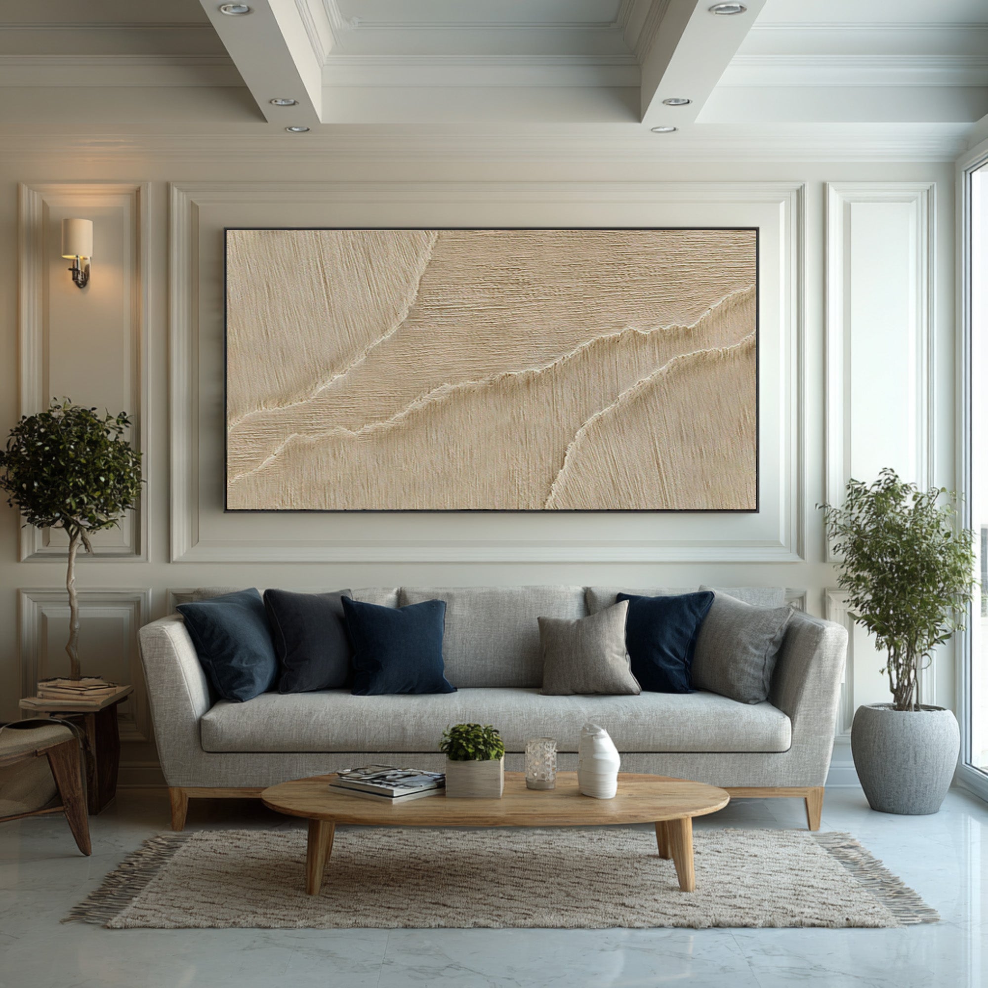 Aesthetic Beige Abstract Canvas | Hand-Painted Texture #WG 066