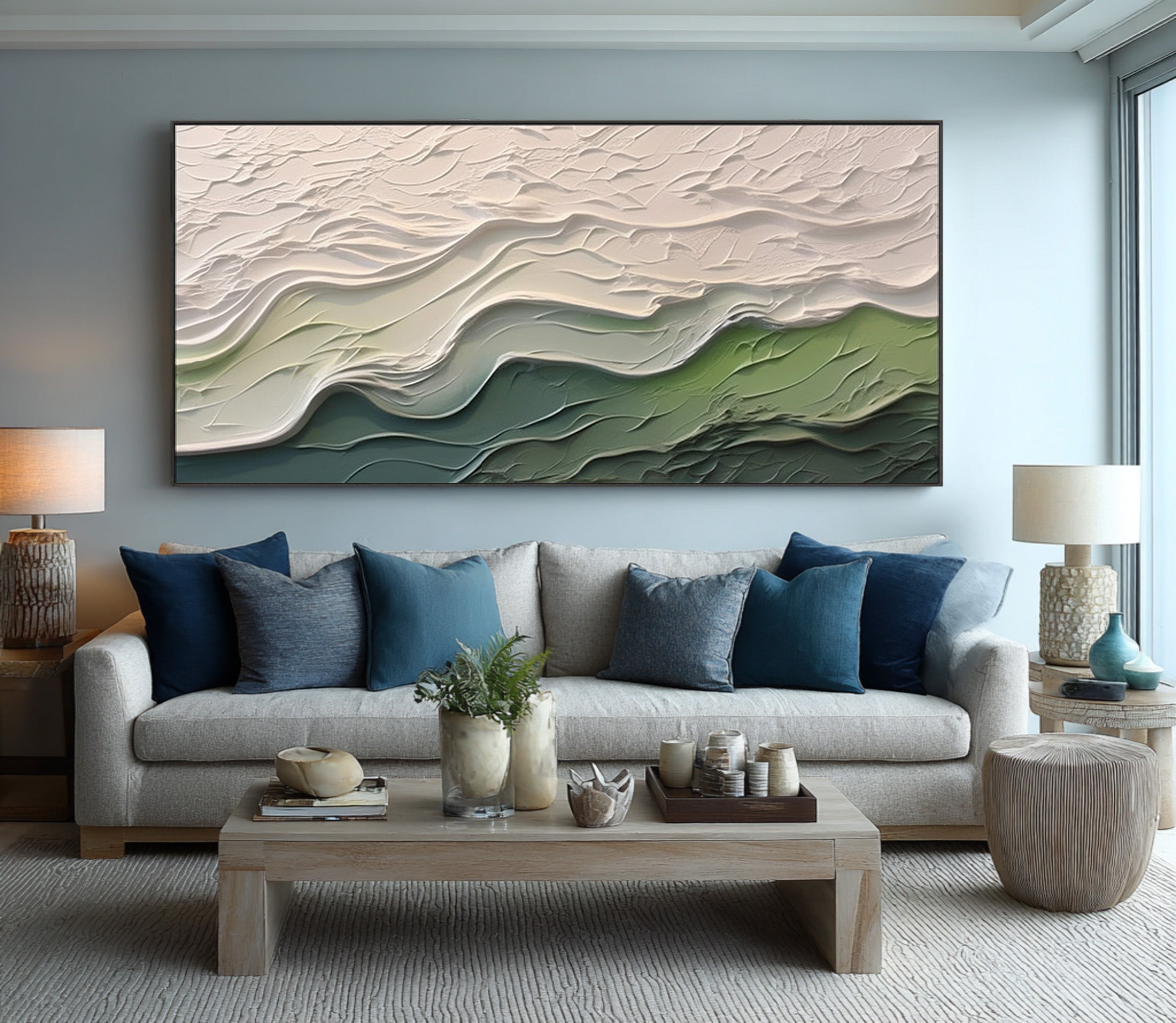 Impasto Seascape Painting Abstract Beach Waves #WG 092