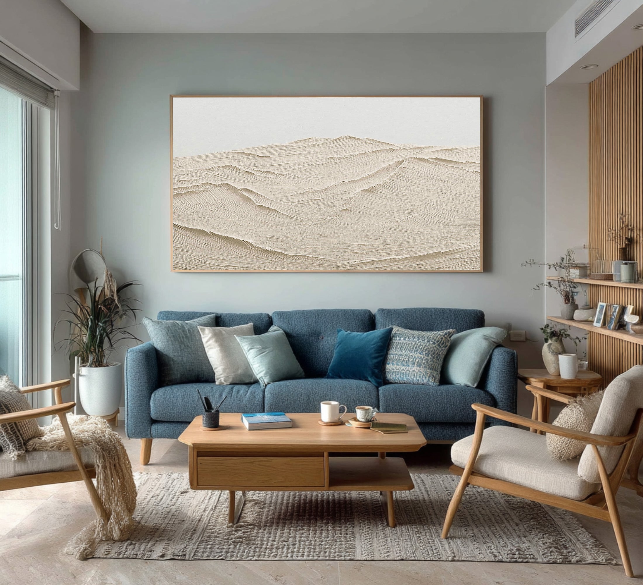 Large Impasto Abstract Hills Horizon Art Home Decor #WG 075