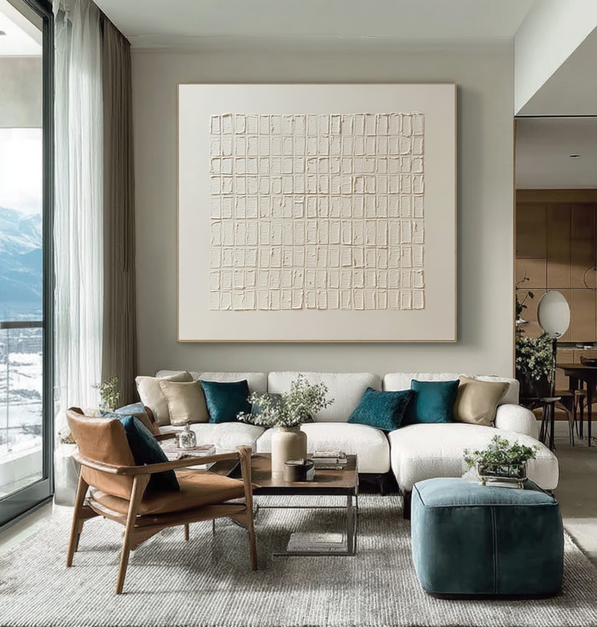 Abstract Geometric Painting Neutral Home Art #WG 058