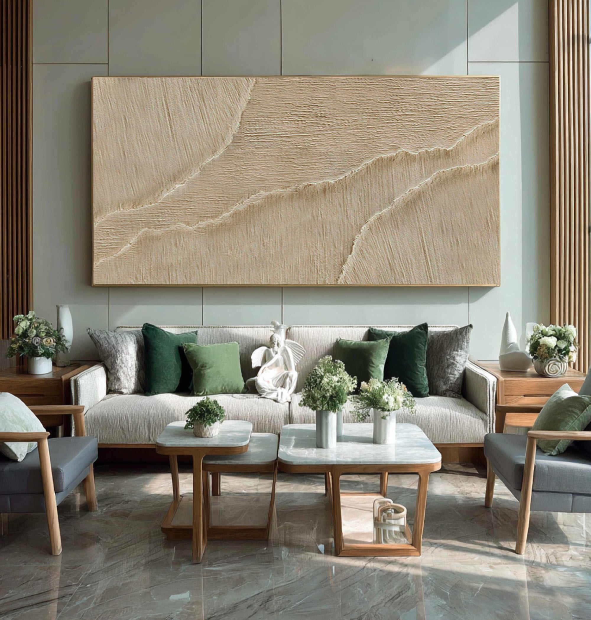 Aesthetic Beige Abstract Canvas | Hand-Painted Texture #WG 066