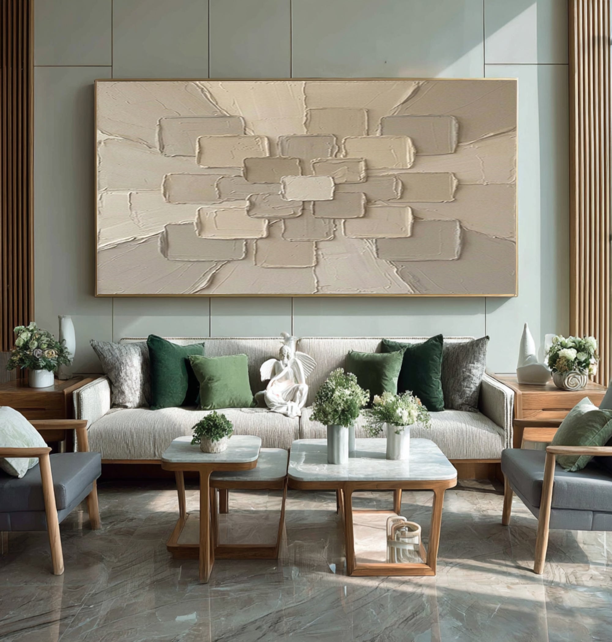 Large Neutral Geometric Texture Wall Art Hand Painted Abstract Canvas
