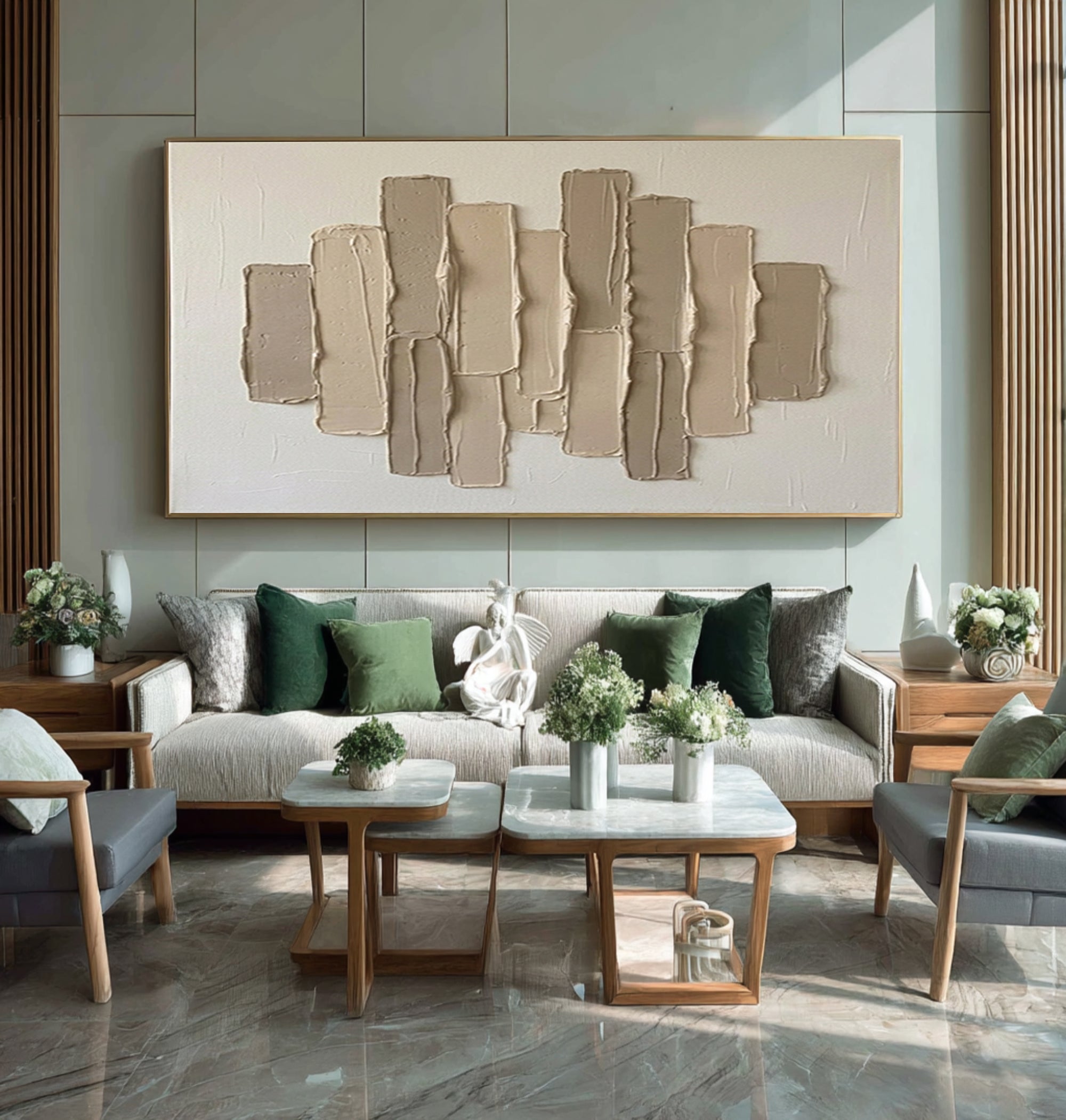 Large Architectural Neutral Texture Painting Contemporary Wall Art