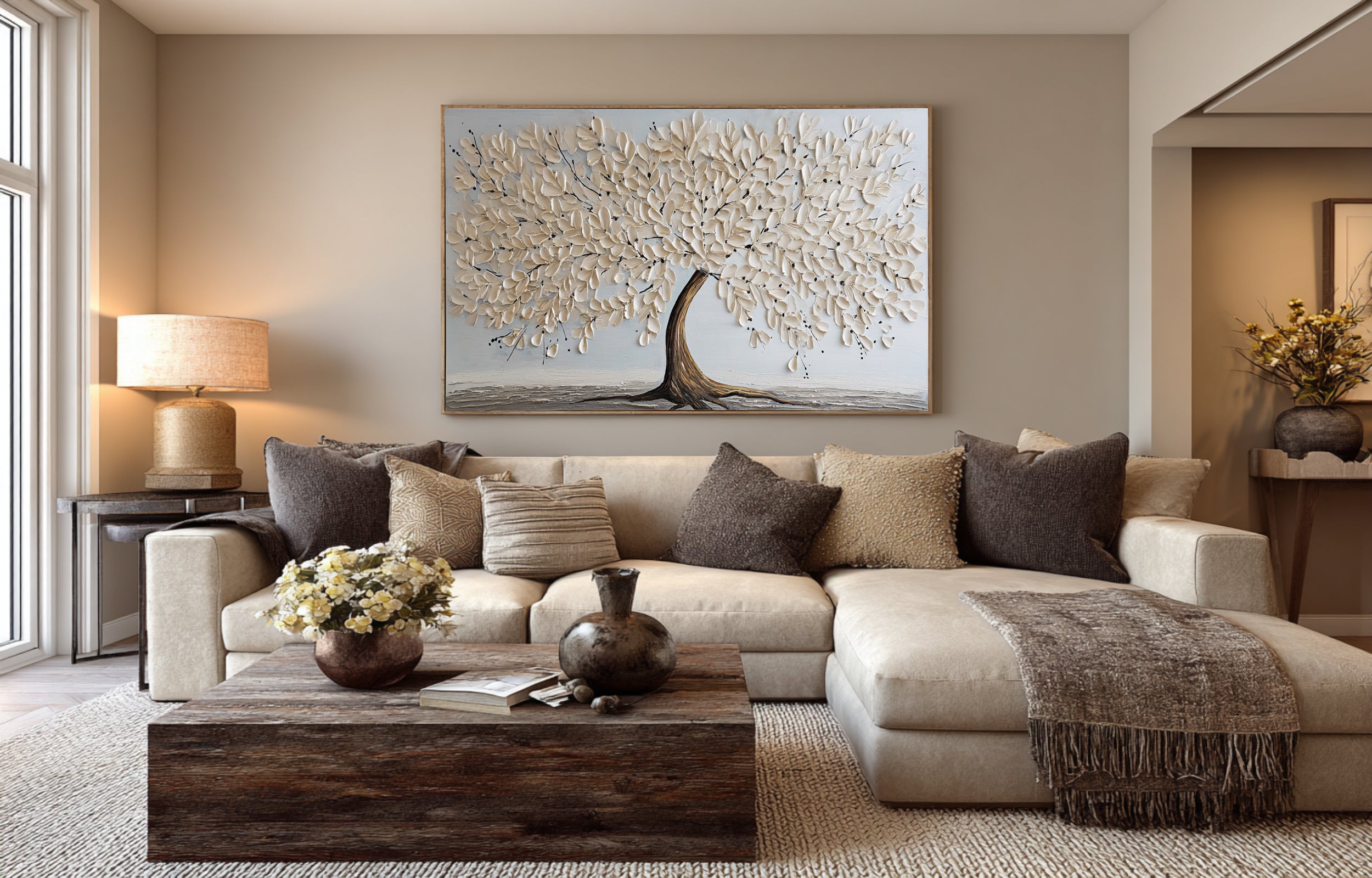 3D Textured Tree Canvas Art - Living Room Statement #WG 061
