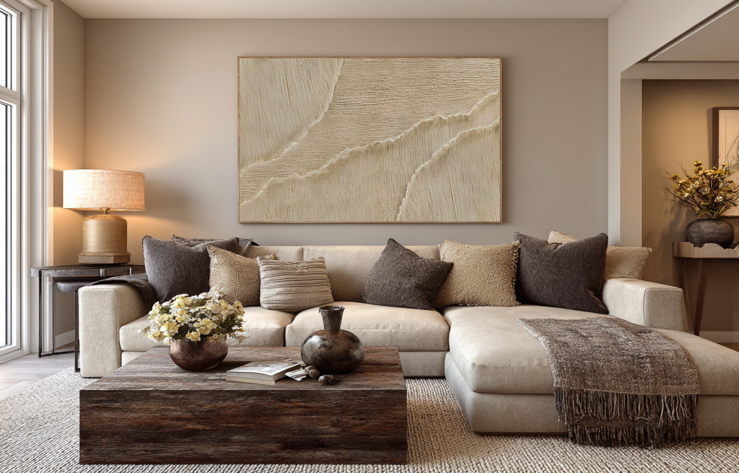 Aesthetic Beige Abstract Canvas | Hand-Painted Texture #WG 066