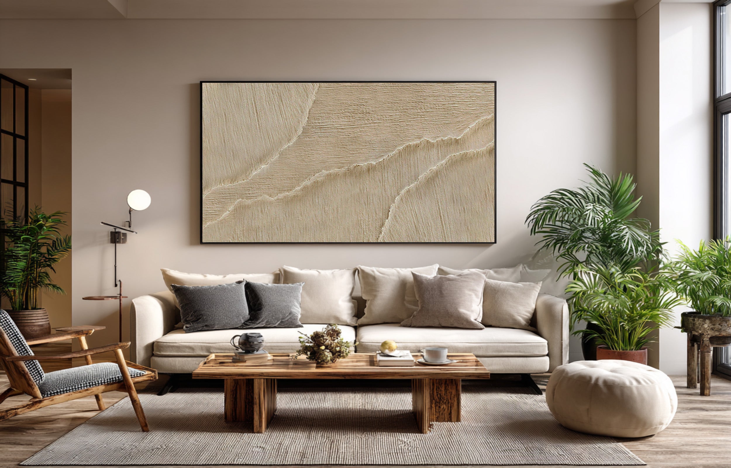 Aesthetic Beige Abstract Canvas | Hand-Painted Texture #WG 066
