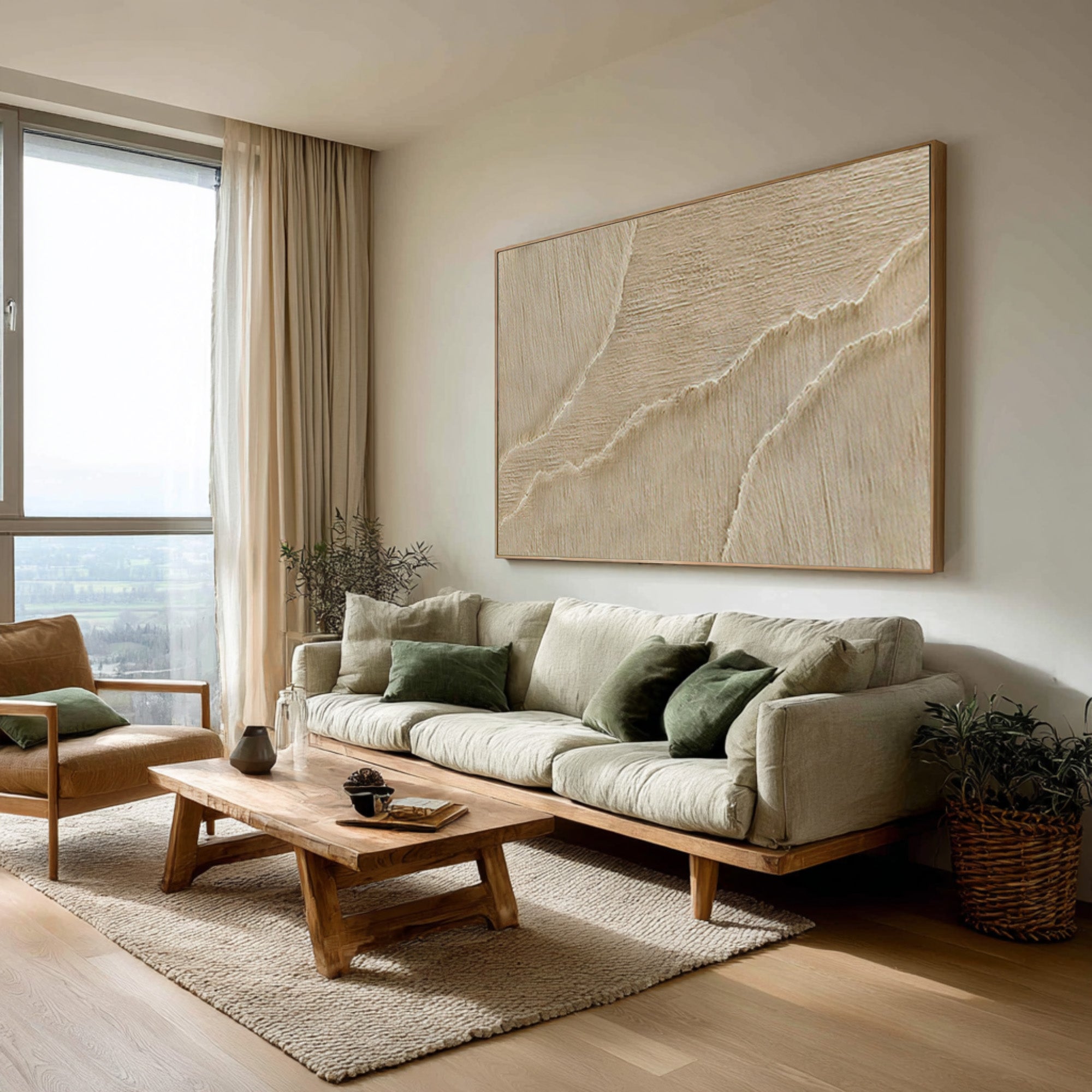 Aesthetic Beige Abstract Canvas | Hand-Painted Texture #WG 066