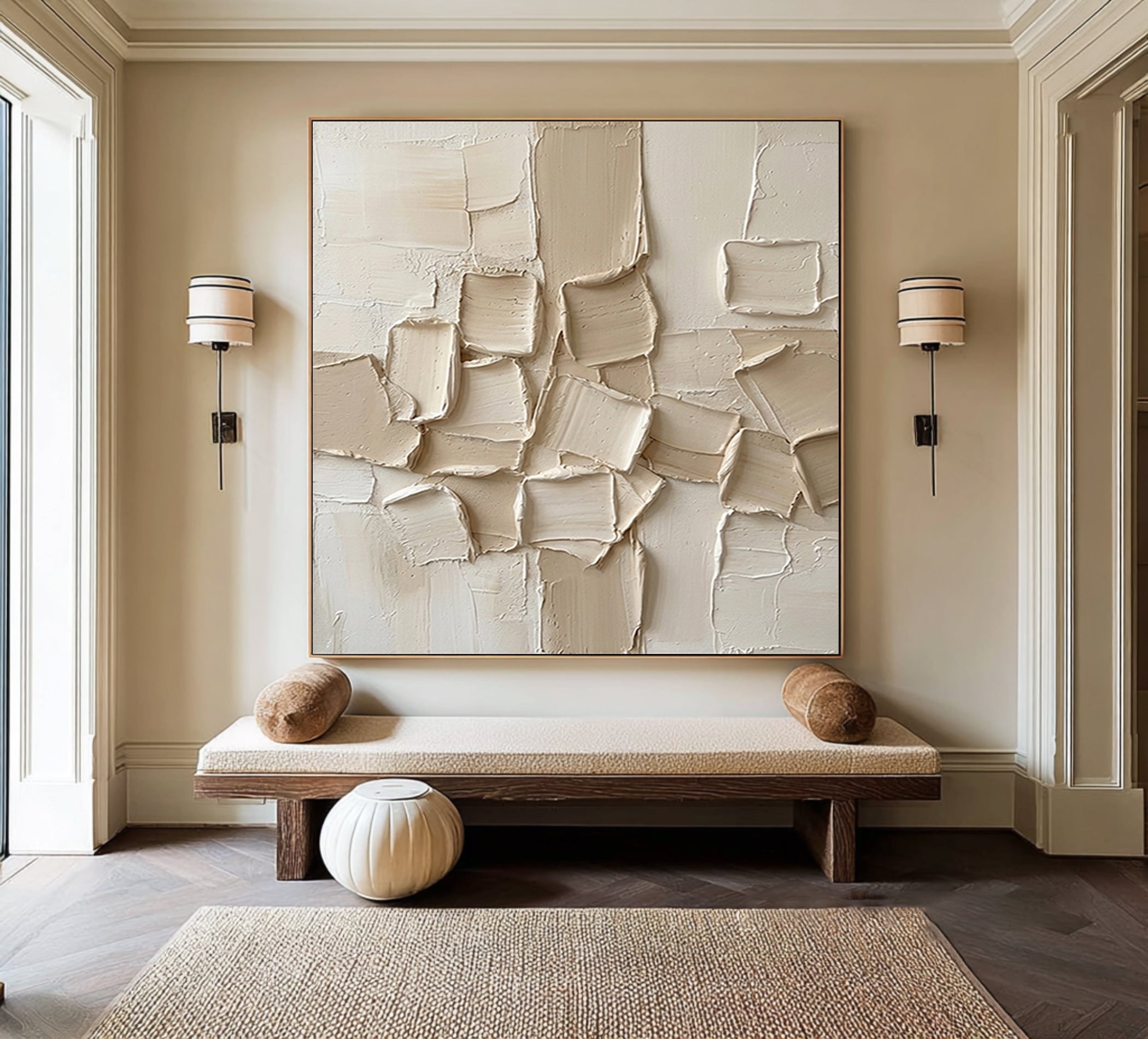 Large Neutral Textured Canvas Art Modern Abstract Wall Decor Painting