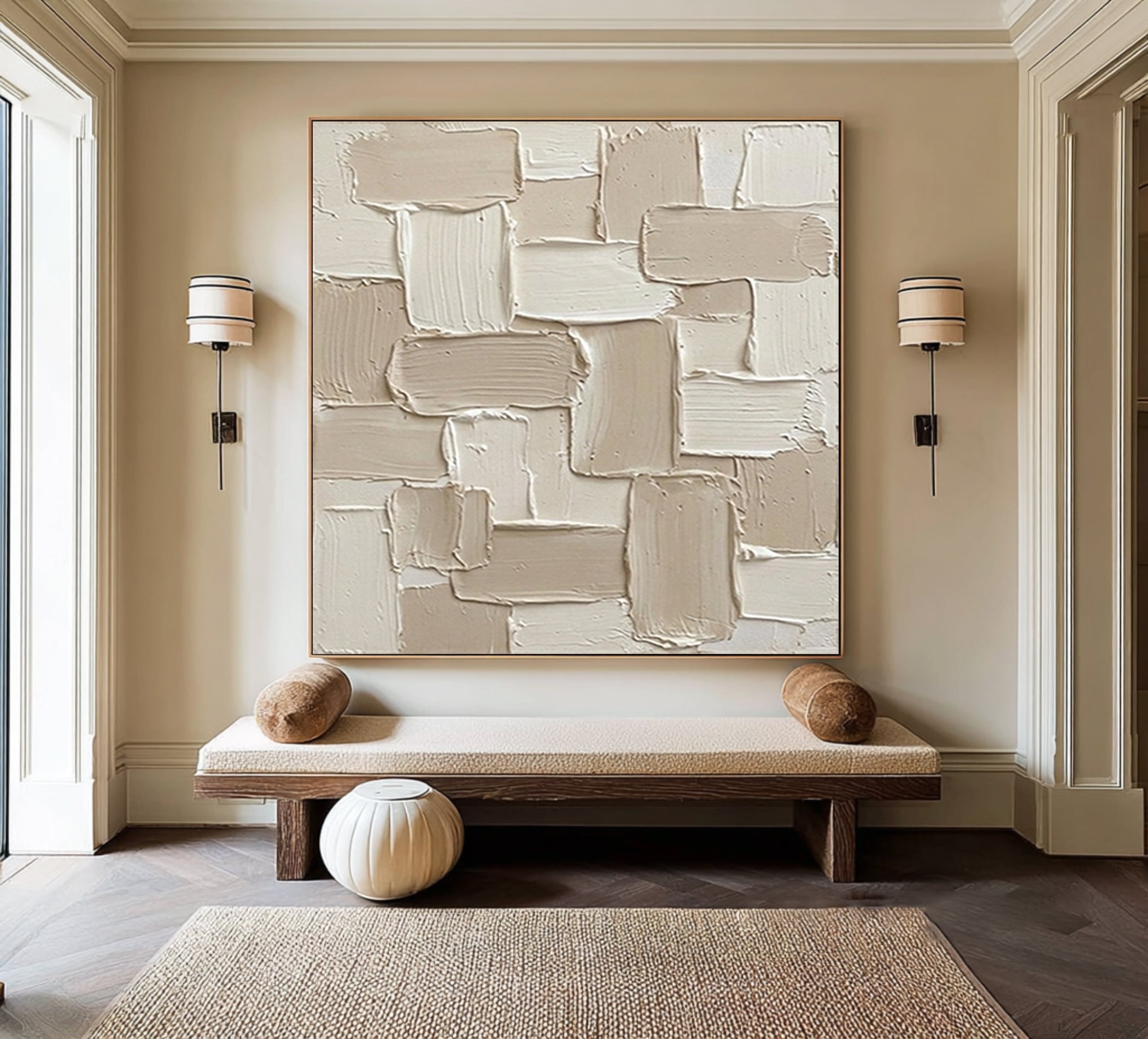 Large Architectural Texture Wall Art Hand Painted Neutral Painting