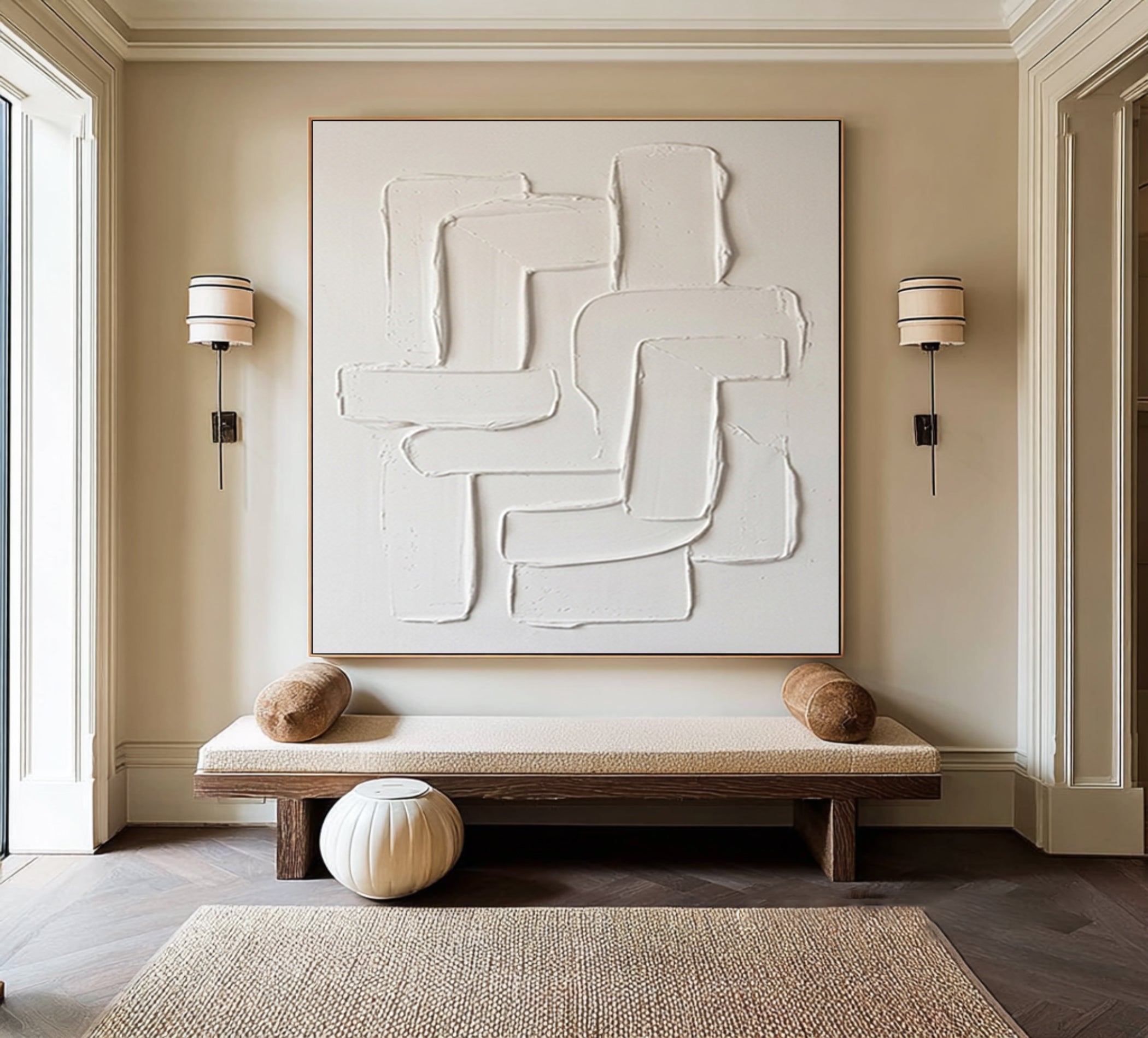 Large Sculptural Texture Wall Art Hand Painted Neutral Abstract Canvas
