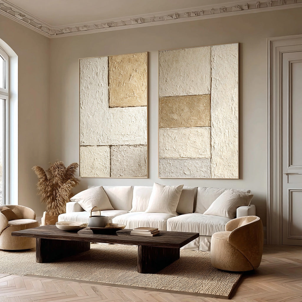 Minimalist Geometric Abstract Art - Beige and Brown #WG 077