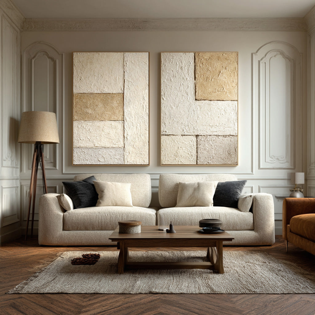 Minimalist Geometric Abstract Art - Beige and Brown #WG 077