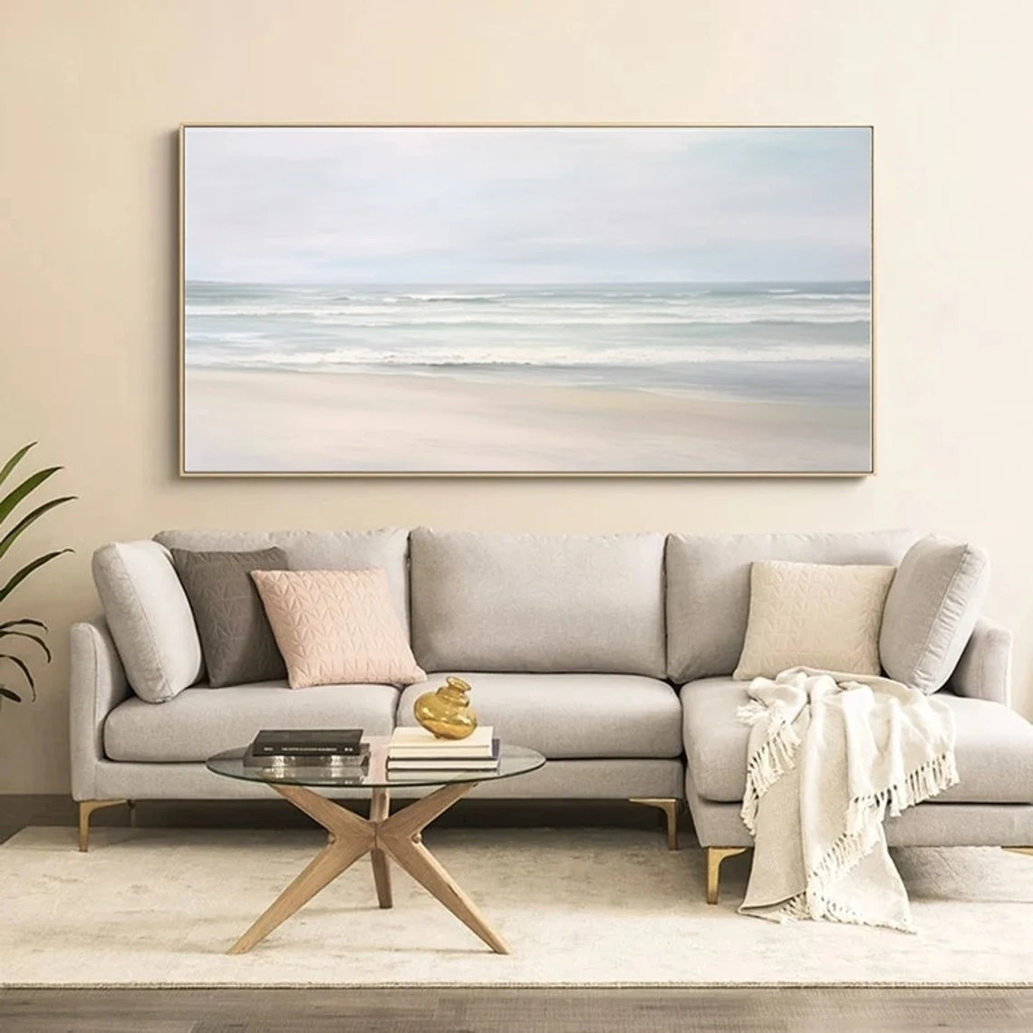 Elegant Beach Scene Canvas Wall Art #BGA 055