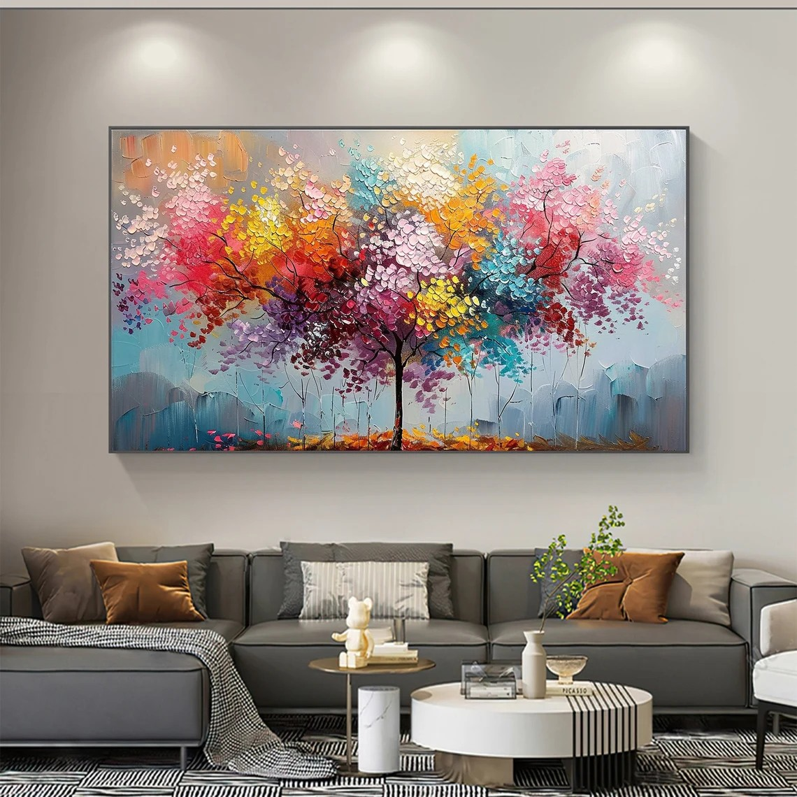 Vibrant Multicolor Tree Abstract Wall Art #BGA 054