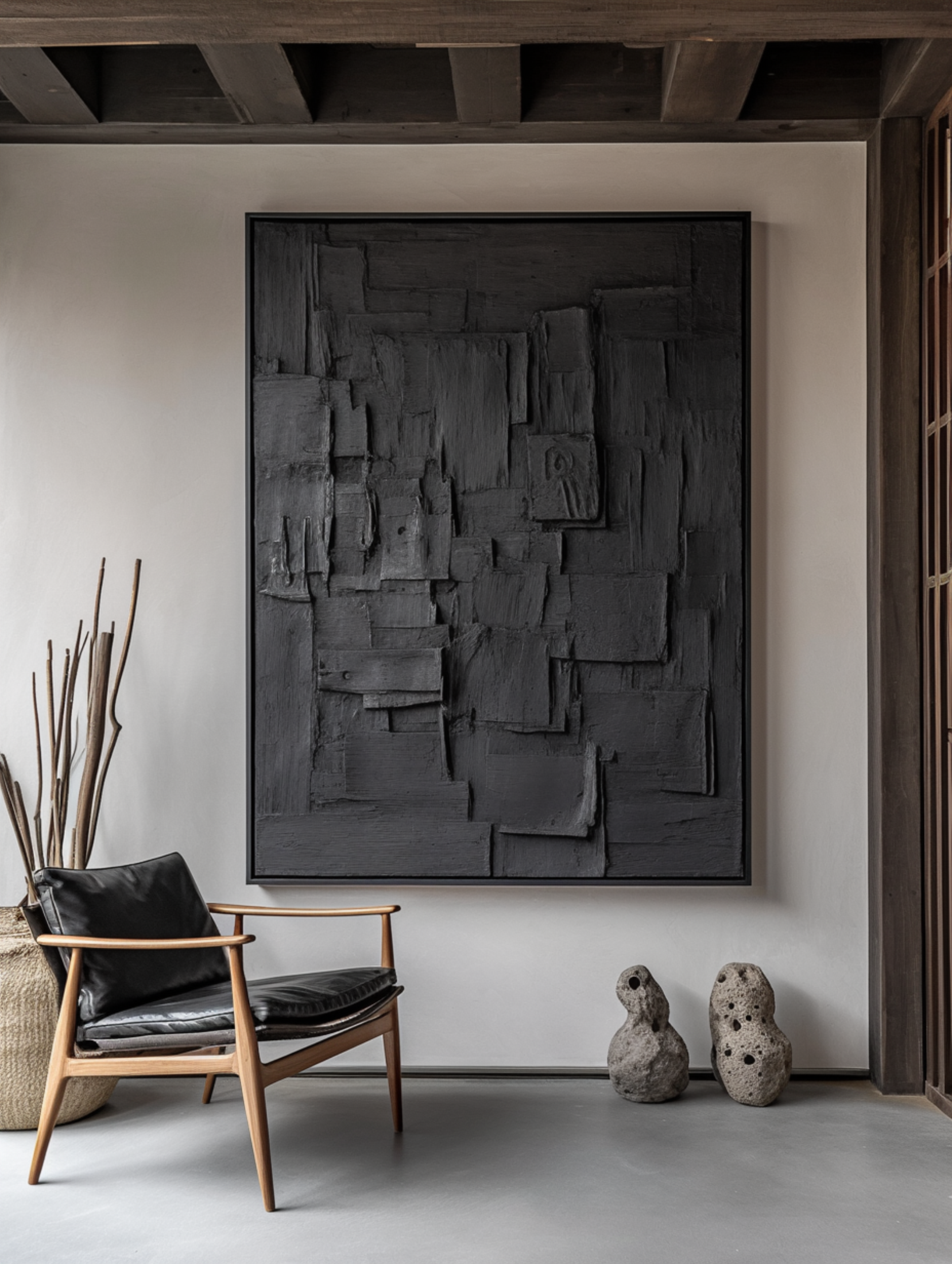 Modern Minimalist Black Abstract Art Monochrome Wall Decor #BM 097