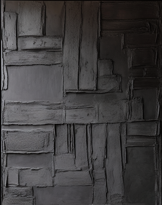 Urban Facade: Abstract Black Canvas, Modern Textured Art #BGA 228