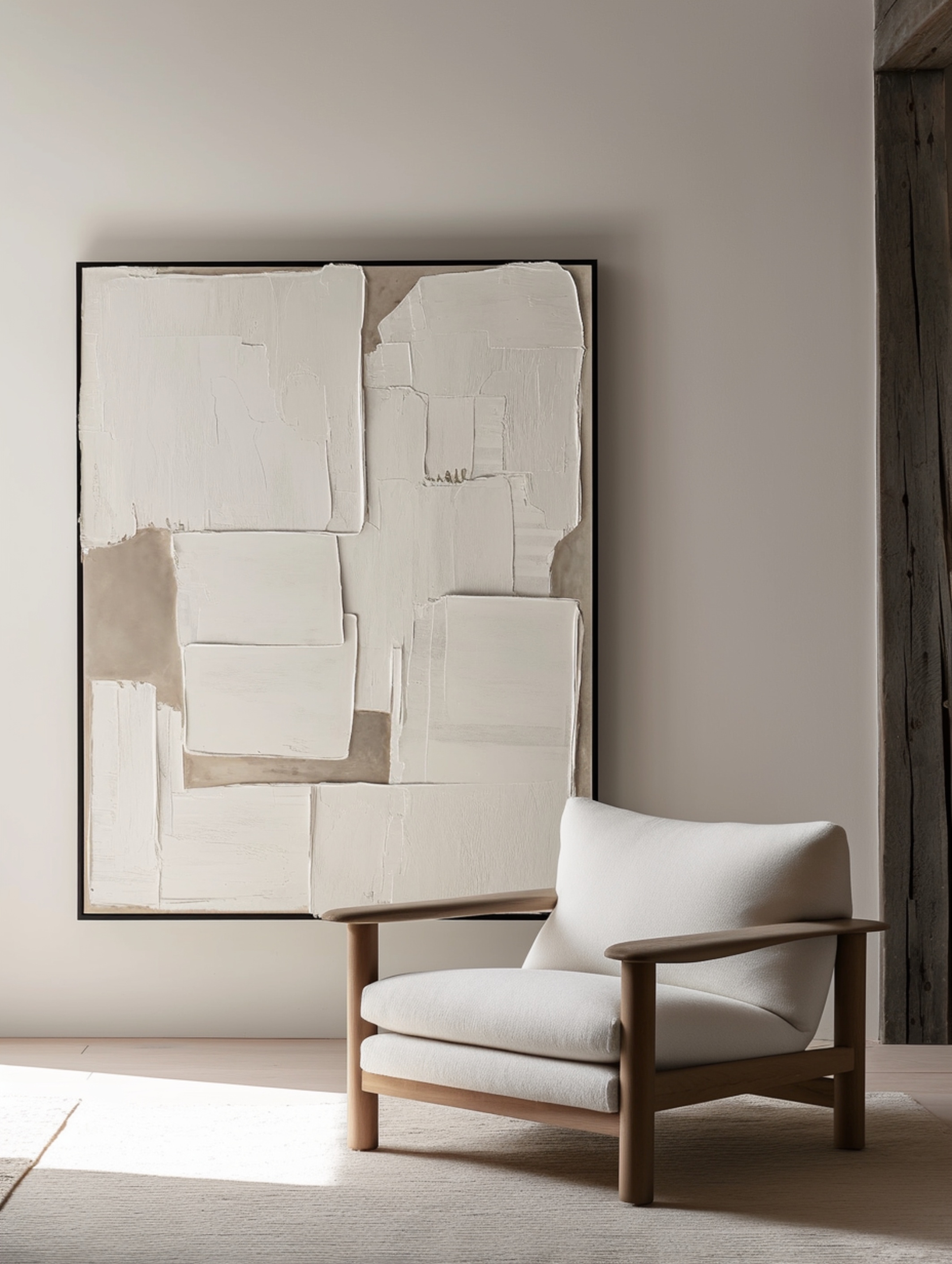 3D Abstract Wall Art, Beige and White Impasto #BGA 224