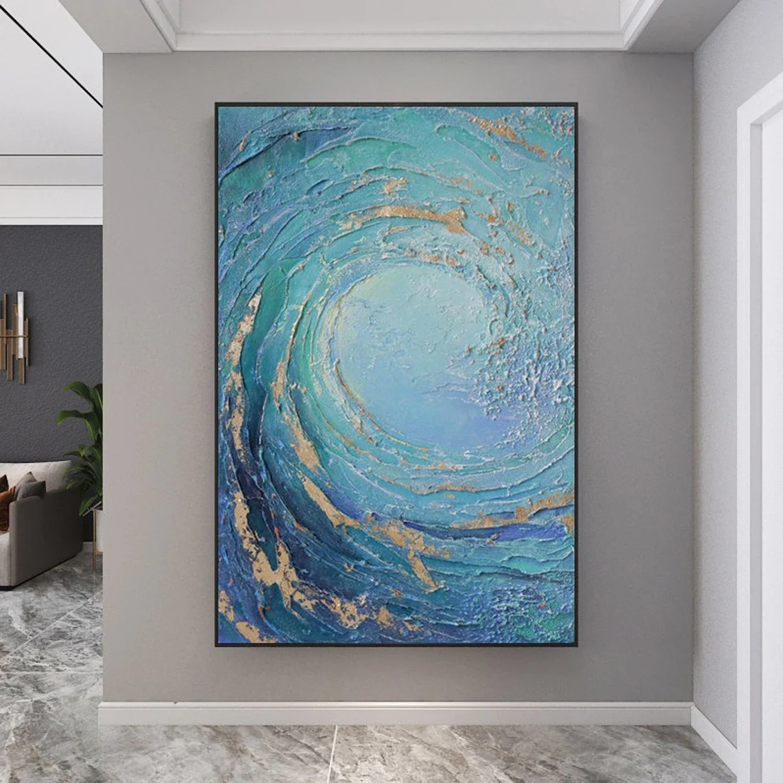 Blue Ocean Wave Abstract Wall Art #BGA 035