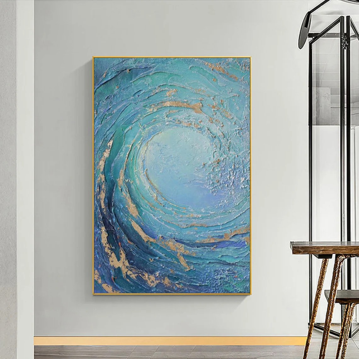 Blue Ocean Wave Abstract Wall Art #BGA 035