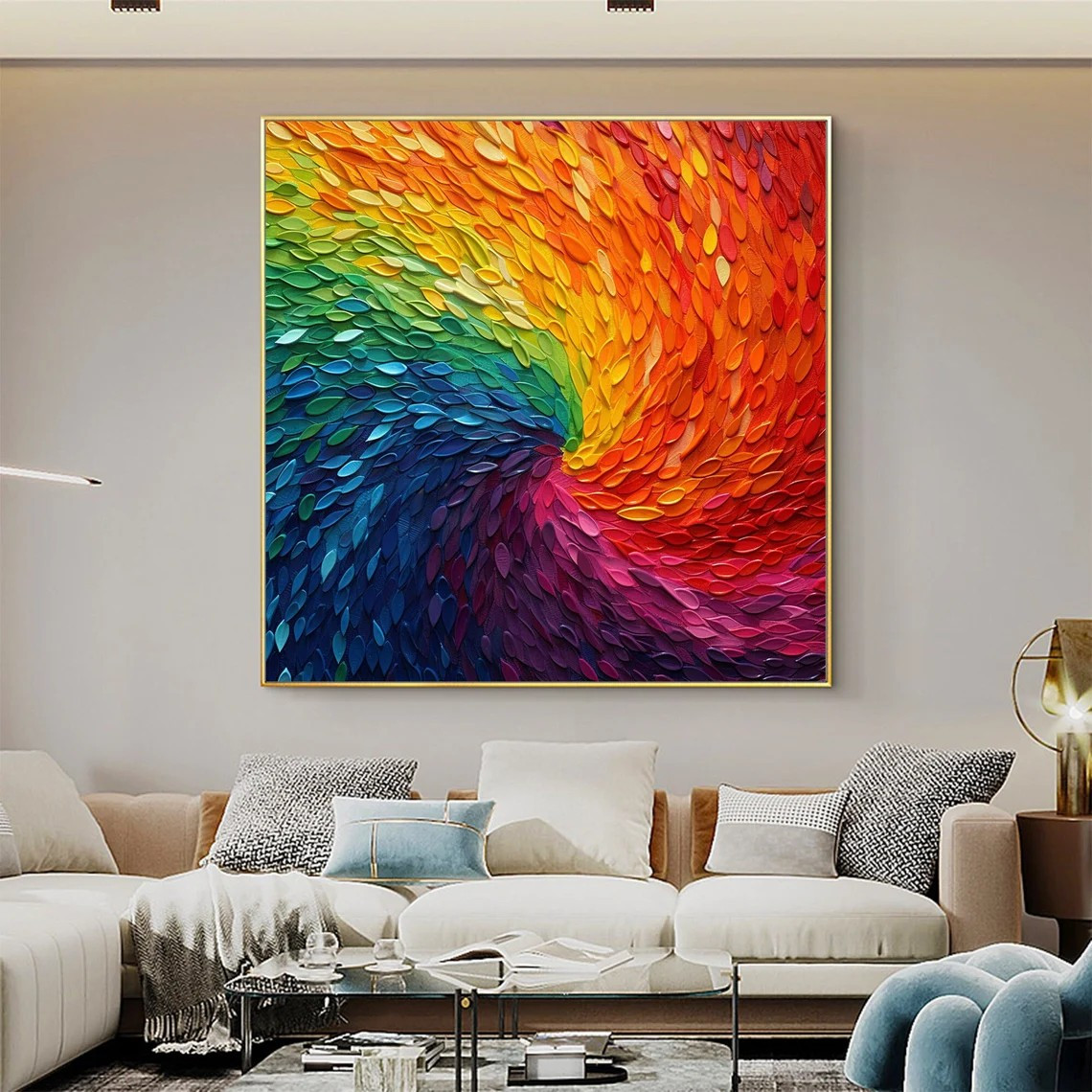 Vibrant Rainbow Spiral Abstract Painting #WSA 016