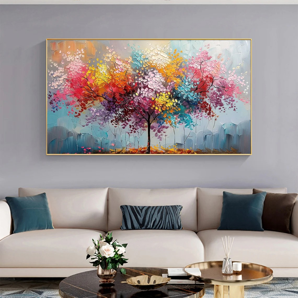 Vibrant Multicolor Tree Abstract Wall Art #BGA 054