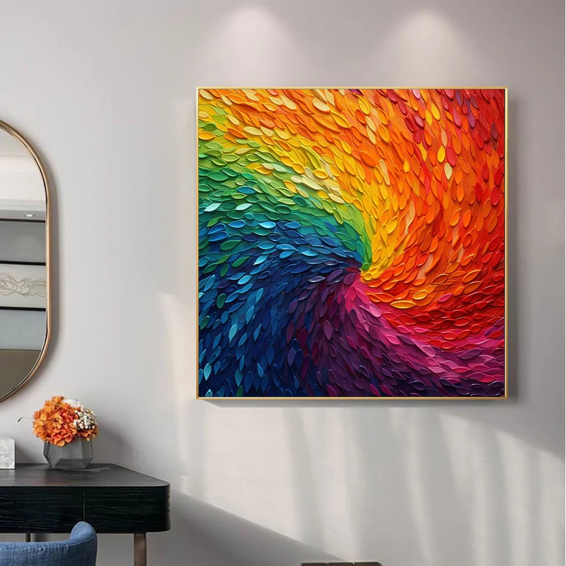 Vibrant Rainbow Spiral Abstract Painting #WSA 016