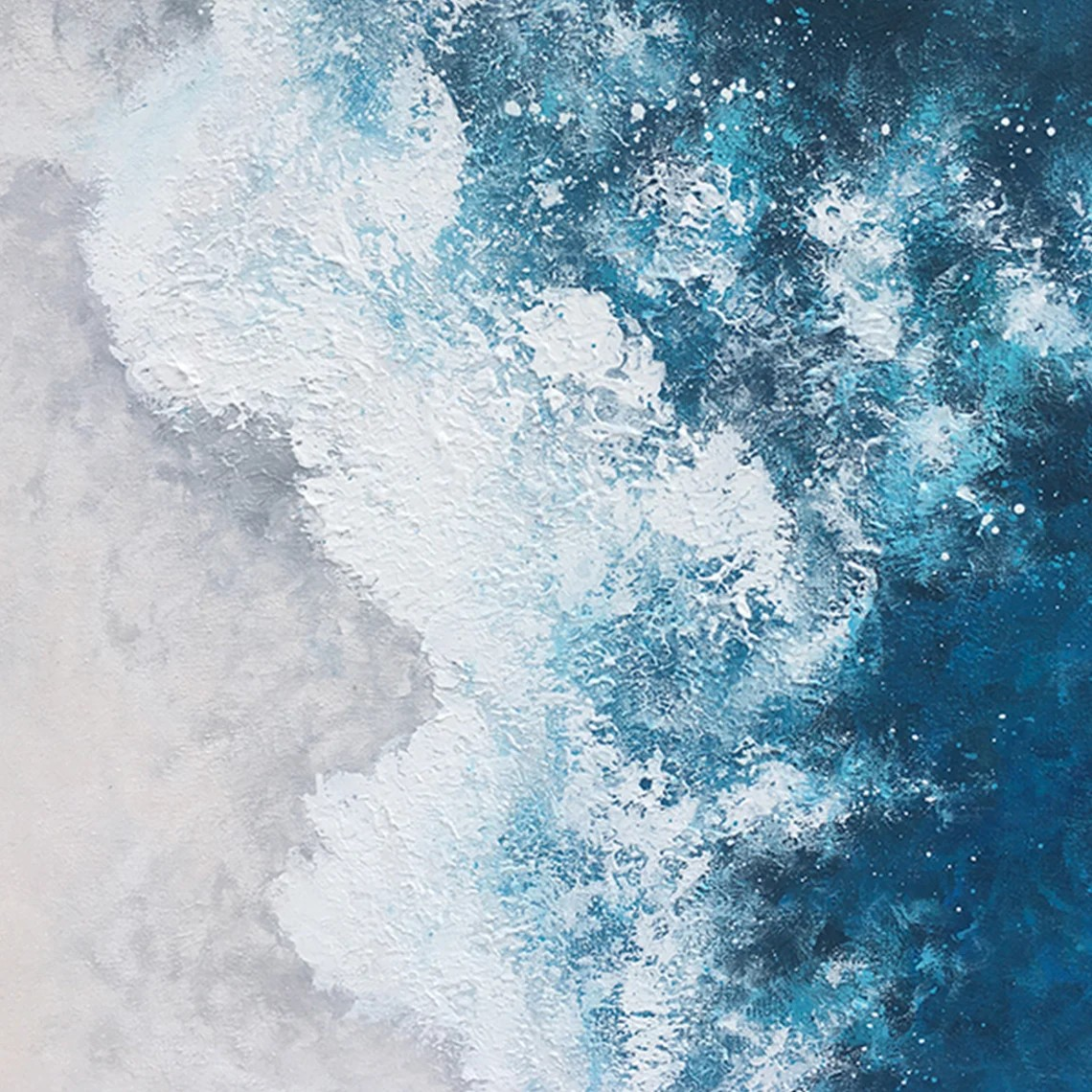 Blue Ocean Waves and Beach Wall Art #BGA 032