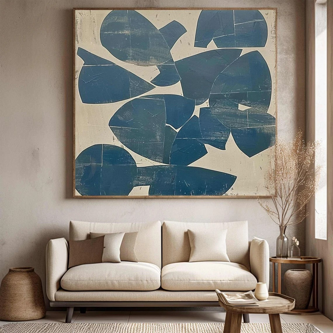 Blue Geometric Wall Art -  Abstract Canvas Art #BGA 029