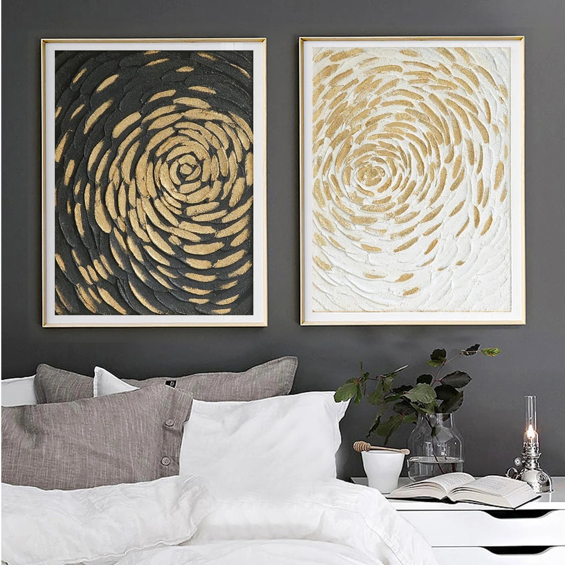 Abstract Spiral Gold and Black Wall Art #BGA 037