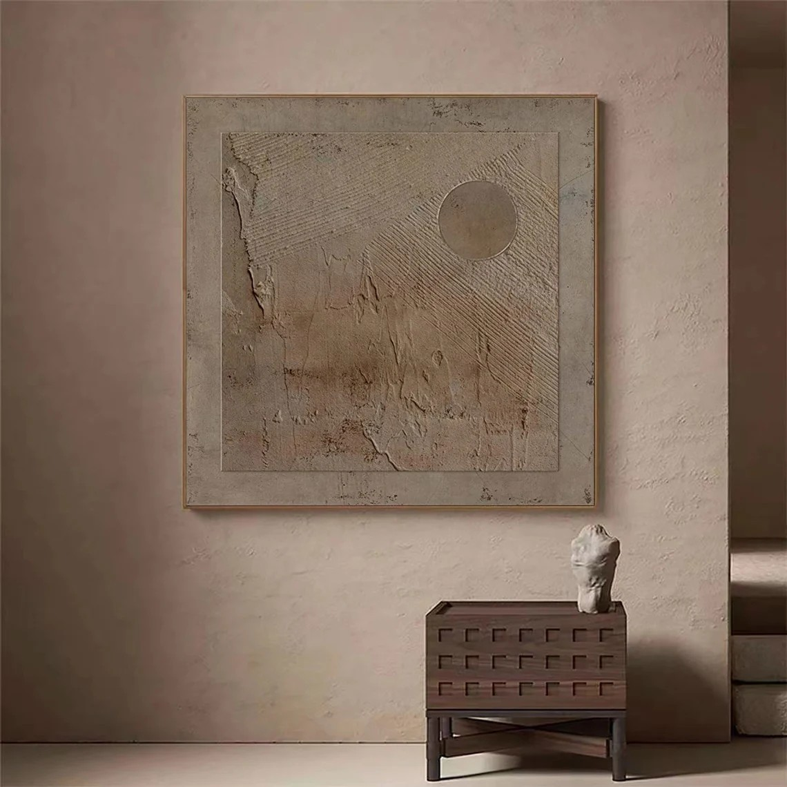 Japanese-Inspired Beige Abstract Wall Art #WSA 008